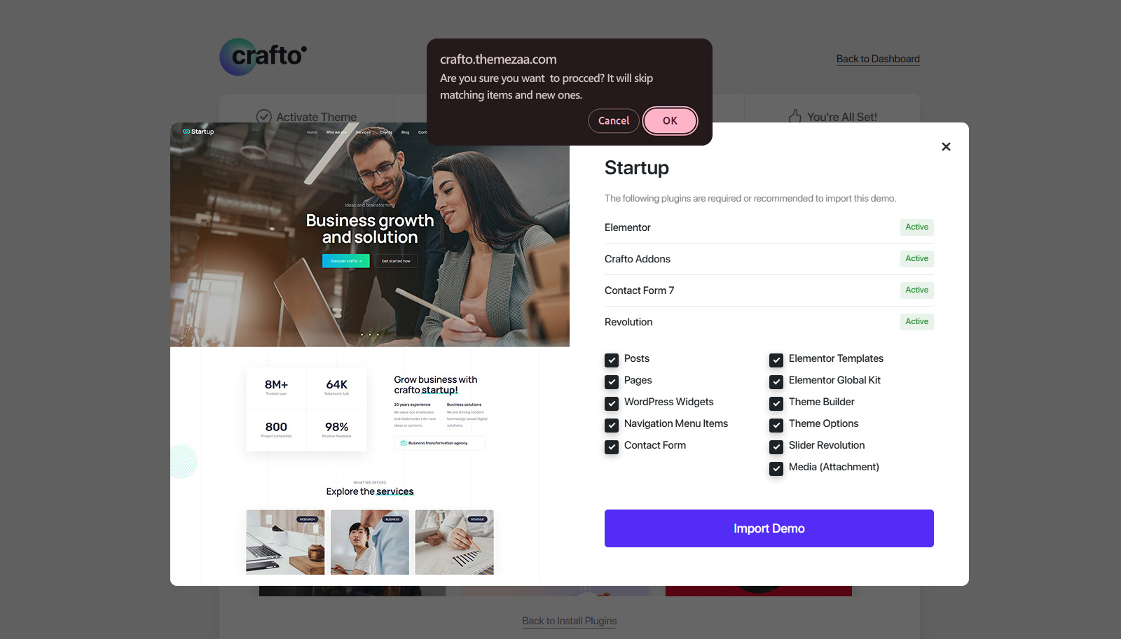 Import All Demo Data In One Click – Crafto Documentation