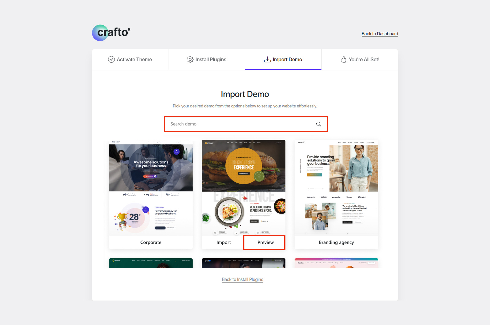 Import All Demo Data In One Click – Crafto Documentation