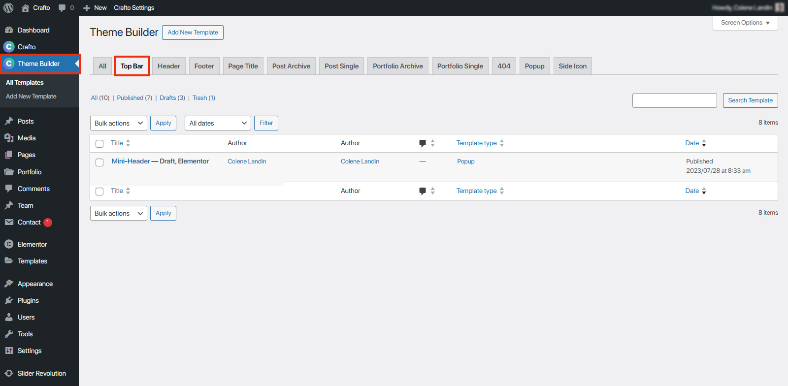 Create a Top Bar – Crafto Documentation