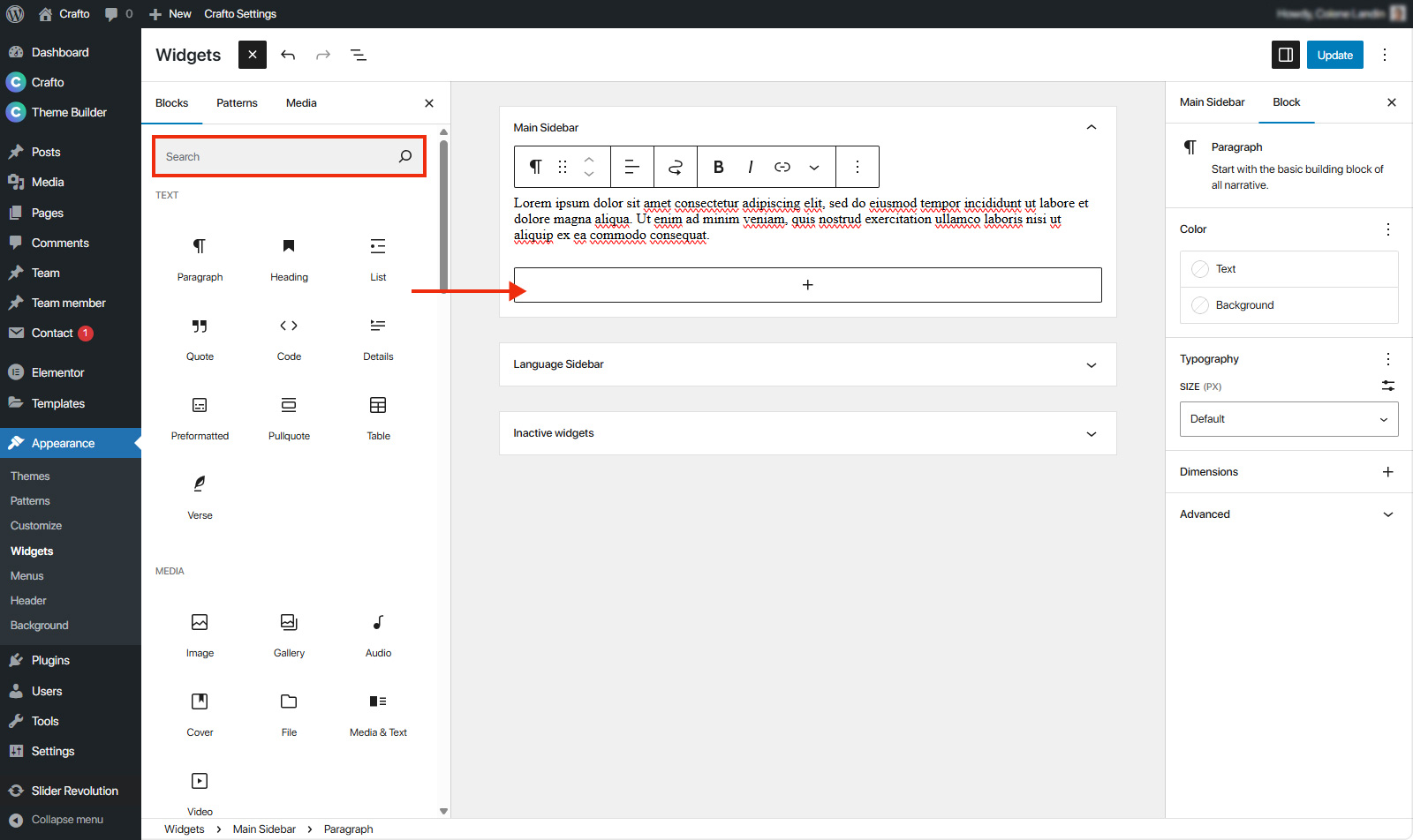Create and Manage a Custom Sidebar in Crafto Theme – Crafto Documentation