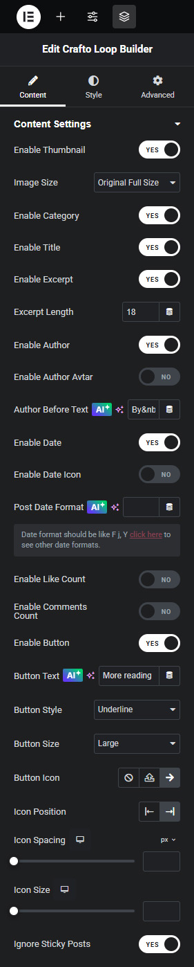 Loop Builder – Crafto Documentation