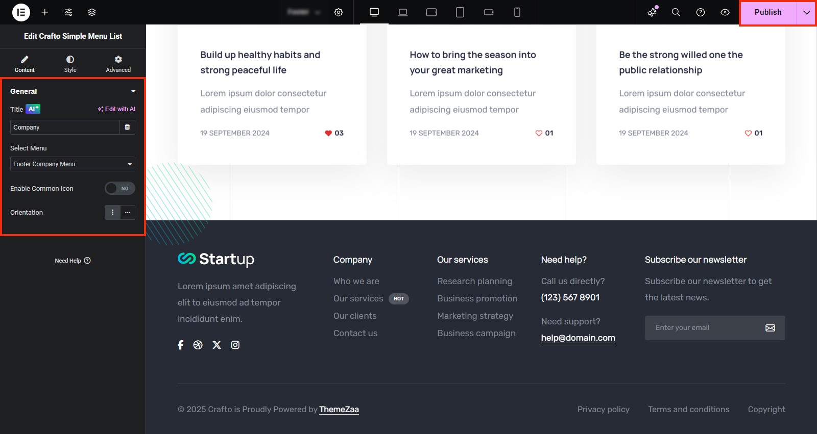 Setup Your Website Footer – Crafto Documentation
