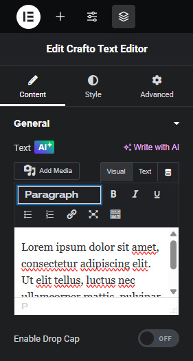Text Editor – Crafto Documentation