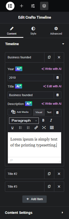 Timeline – Crafto Documentation
