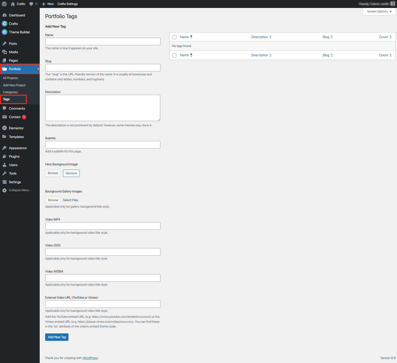 Create and Manage Portfolio Categories and Tags – Crafto Documentation